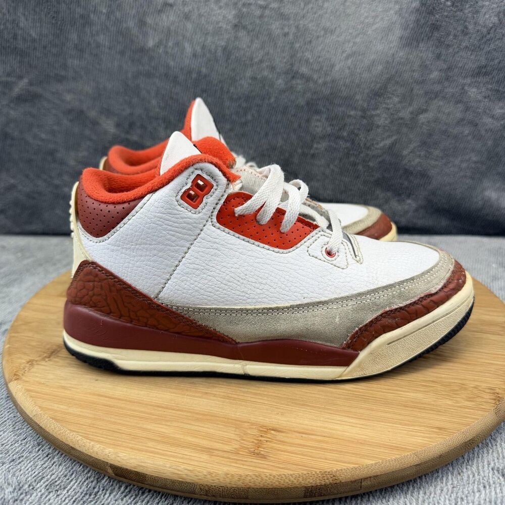 Jordan Air Jordan 3 Retro Shoes Boys Size 3Y White Red Sneakers DV7027-108